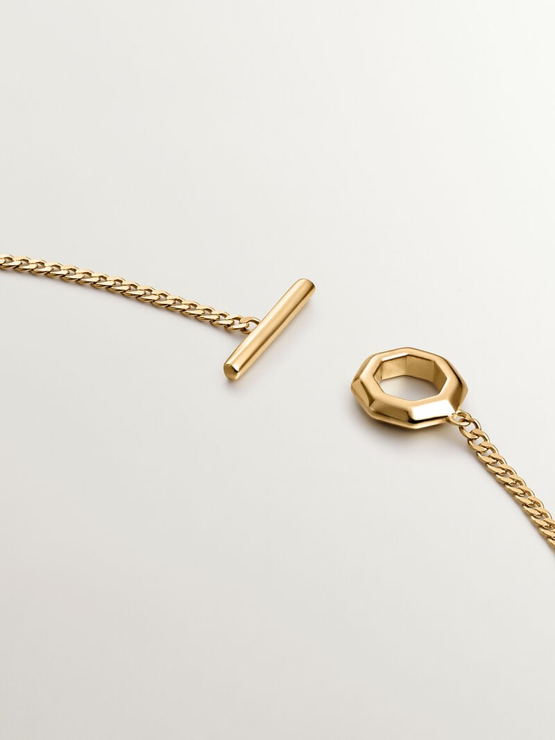 925 silver collar bathed in 18k yellow gold rolo links with geometric front closure image number 3