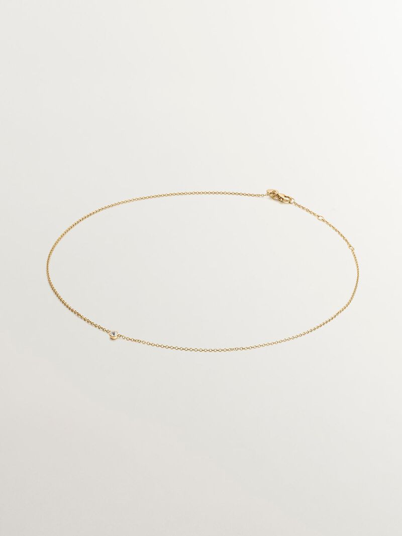 Single 925 silver pendant bathed in 18K yellow gold with white topaz image number 0