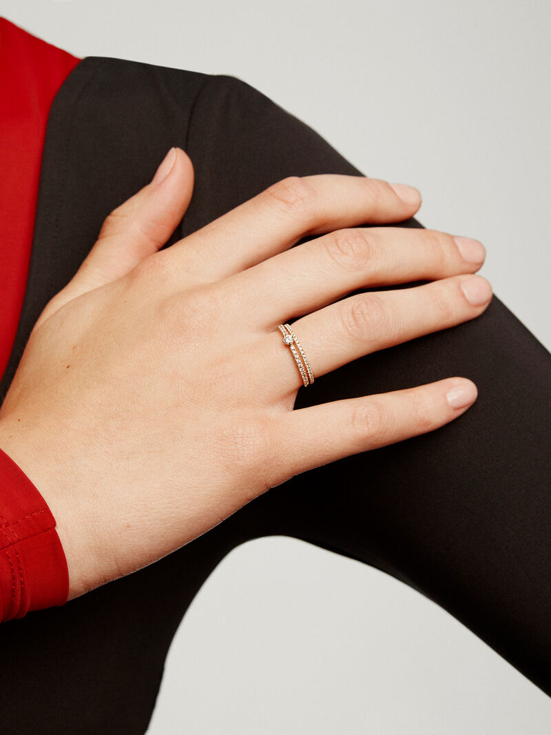 18K rose gold ring with brilliant cut diamonds image number 5