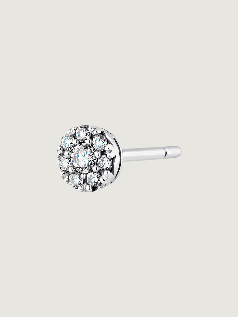 Individual 18K white gold earring with diamond rosette image number 2