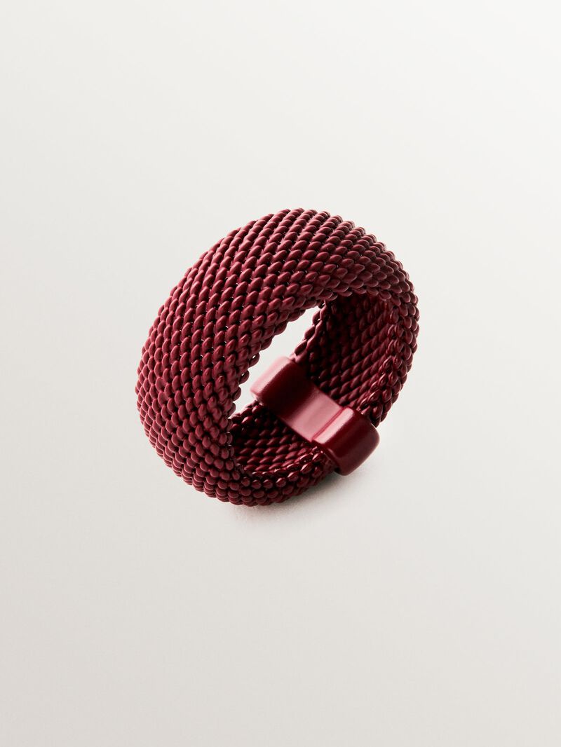 925 silver ring in red color and matte finish image number 0