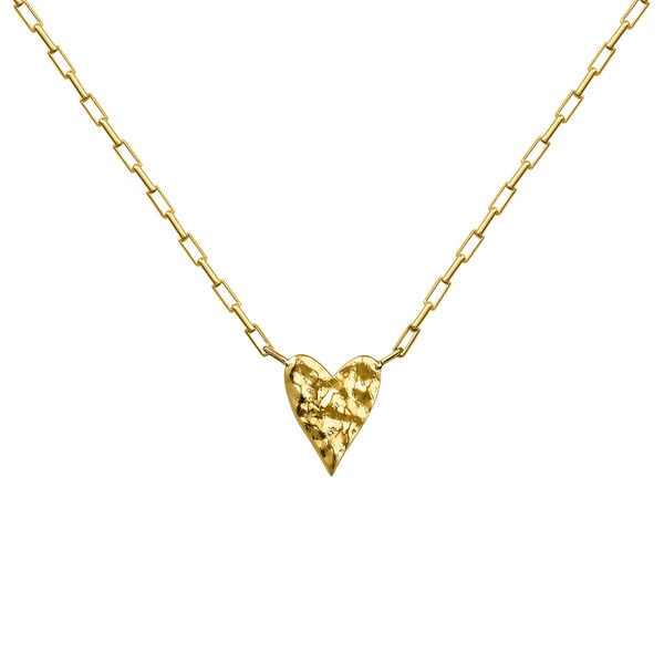 Collar motivo corazón plata recubierta oro, J04639-02,hi-res