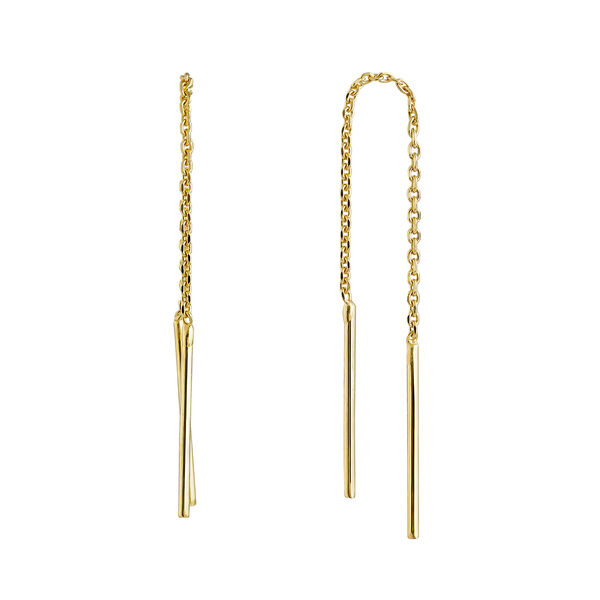 Simple gold plated pendant earrings, J04640-02,hi-res