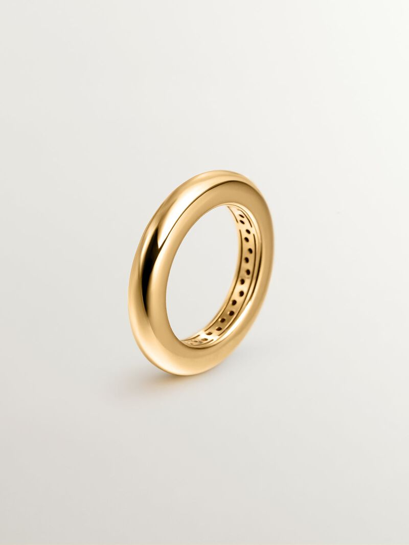 925 thick silver ring in 18k yellow gold image number 0