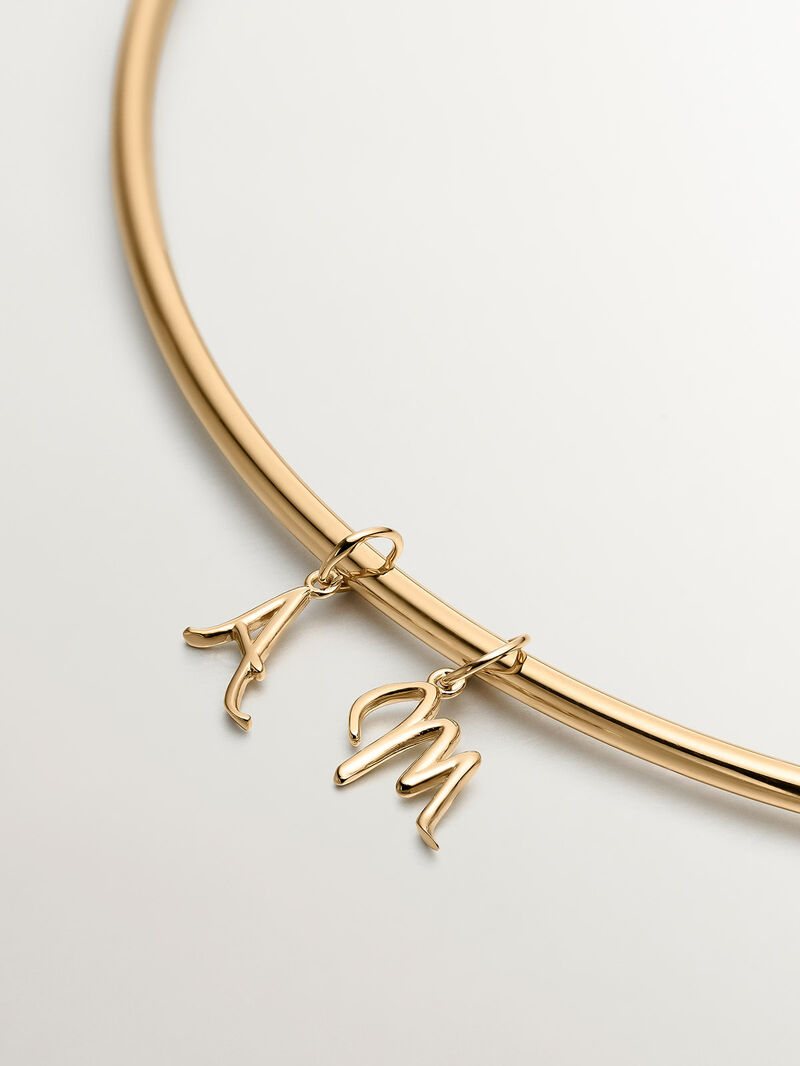 18K Yellow Gold Plated 925 Silver Charm with initial A. image number 4