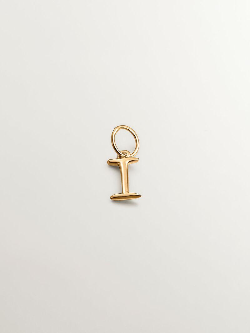 18K Yellow Gold Plated 925 Silver Charm with Initial I image number 1