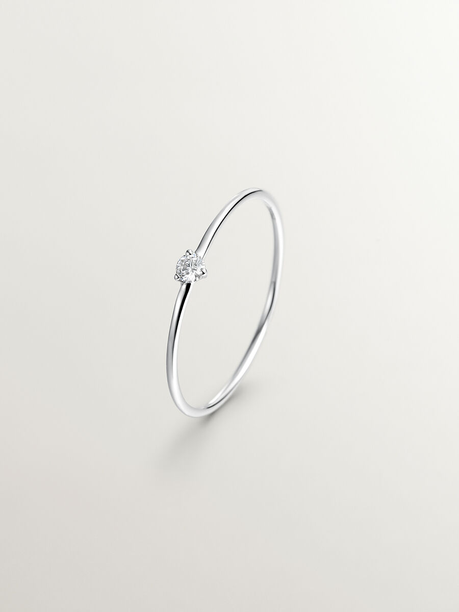 Anillo solitario diamante 0,048 ct oro blanco , J04437-01, hi-res