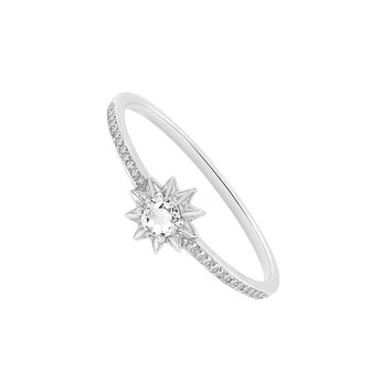 Anillo estrella mini topacio blanco plata , J03301-01-WT-SP,hi-res