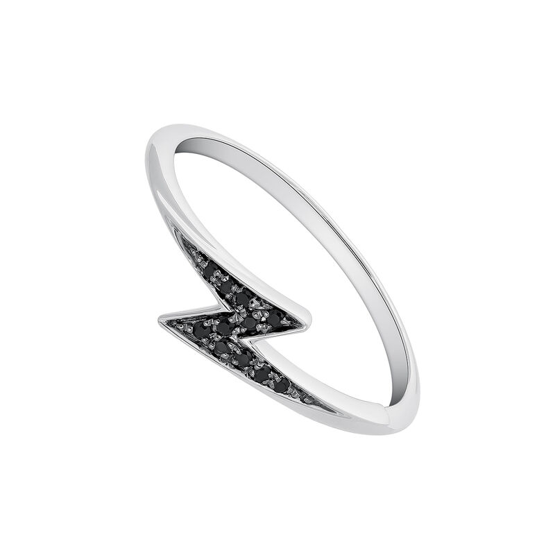 Silver spinel ring with small lightning bolt , J03626-01-BSN, hi-res