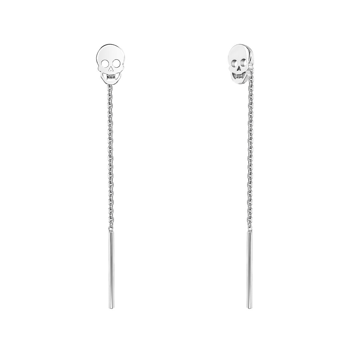 Silver earrings with skull , J03944-01, hi-res