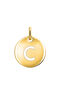 Gold-plated silver C initial medallion charm  , J03455-02-C