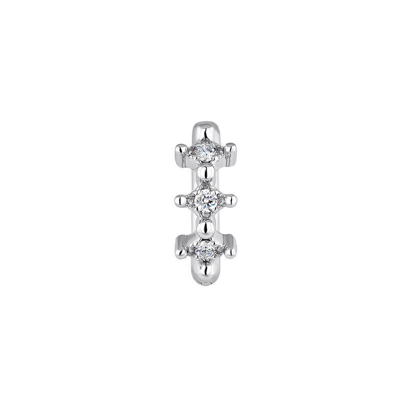 9kt white gold three diamond hoop earring, J04491-01-H, hi-res