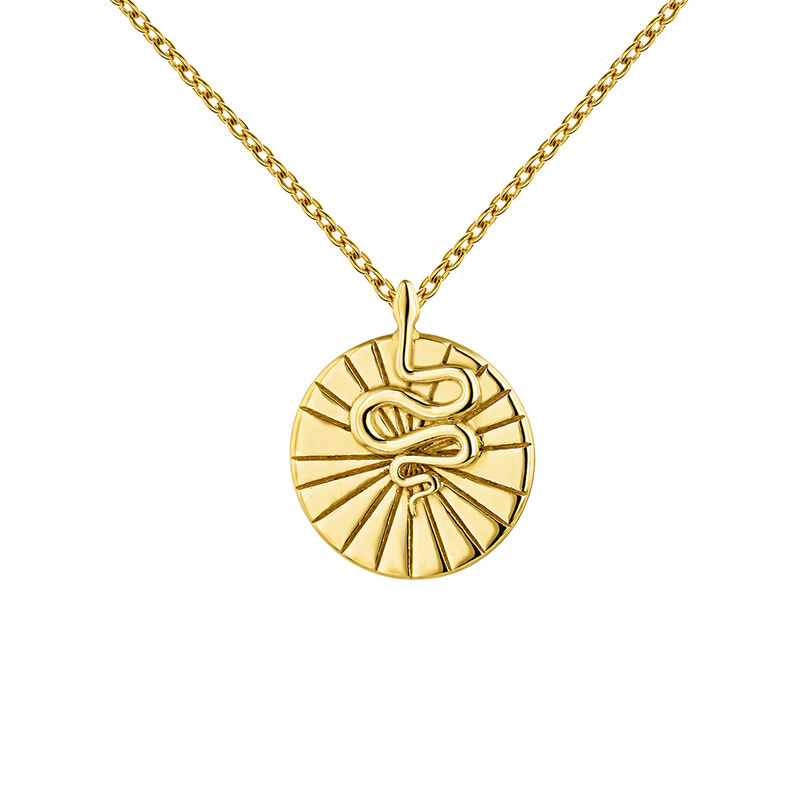 Collar medalla serpiente plata recubierta oro, J04933-02, hi-res