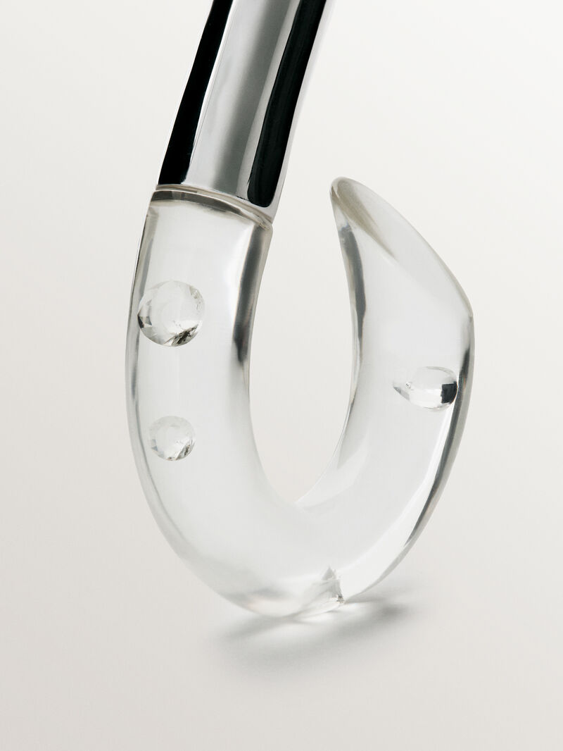 Individual 925 silver earring with zircons suspended in resin image number 6