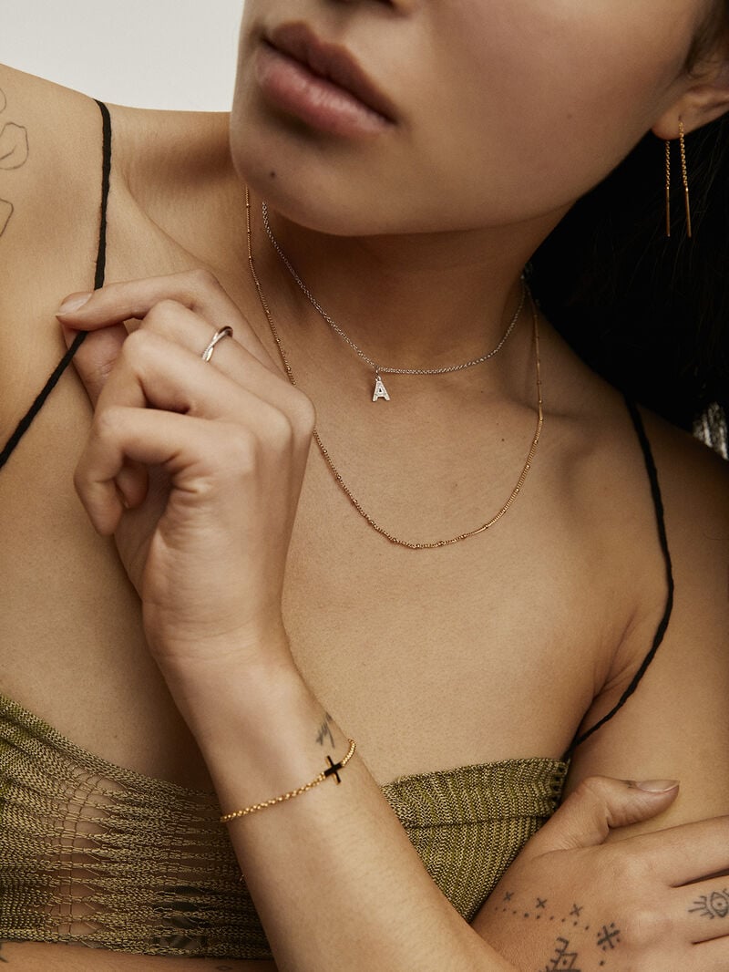 925 Silver chain coated in 18K yellow gold with small spheres image number 5