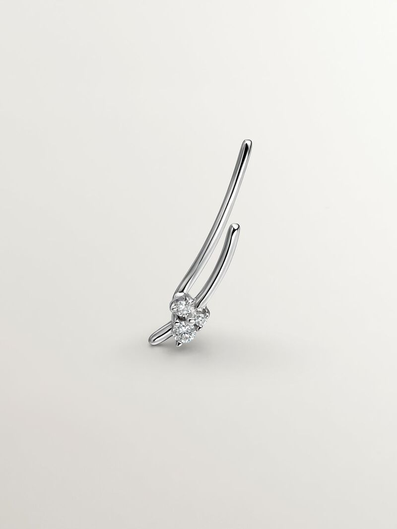 Left climbing earring in 9K white gold with 0.04 cts diamonds. image number 2