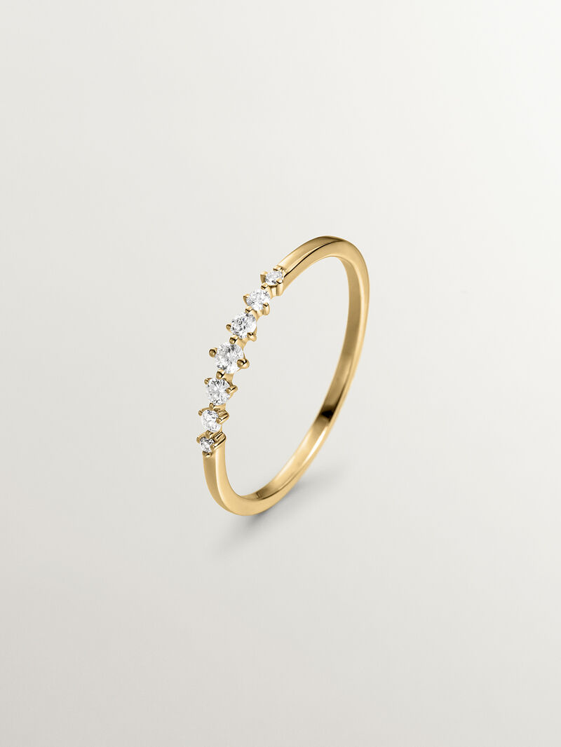18K yellow gold ring with brilliant cut diamonds image number 0