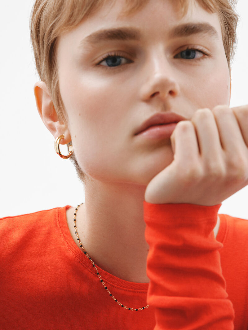 Medium double hoop earrings made of 925 silver coated in 18K yellow gold image number 5