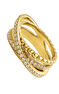 Crossover ring with multiple bands in 18ct yellow gold-plated silver with white topaz stones, J04907-02-WT
