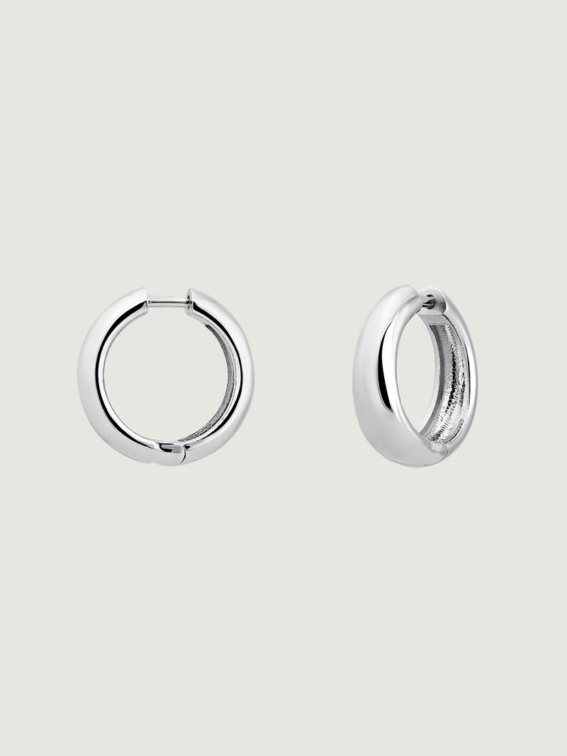 Medium thick 925 silver hoop earrings. image number 1