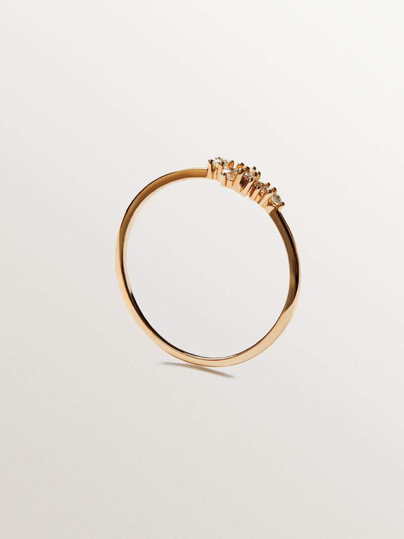 18K rose gold ring with white diamonds image number 4
