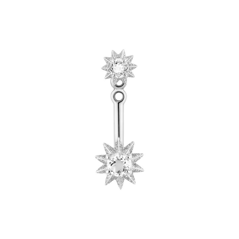 Silver star ear jacket with white topaz and diamonds , J03305-01-WTHSP, hi-res