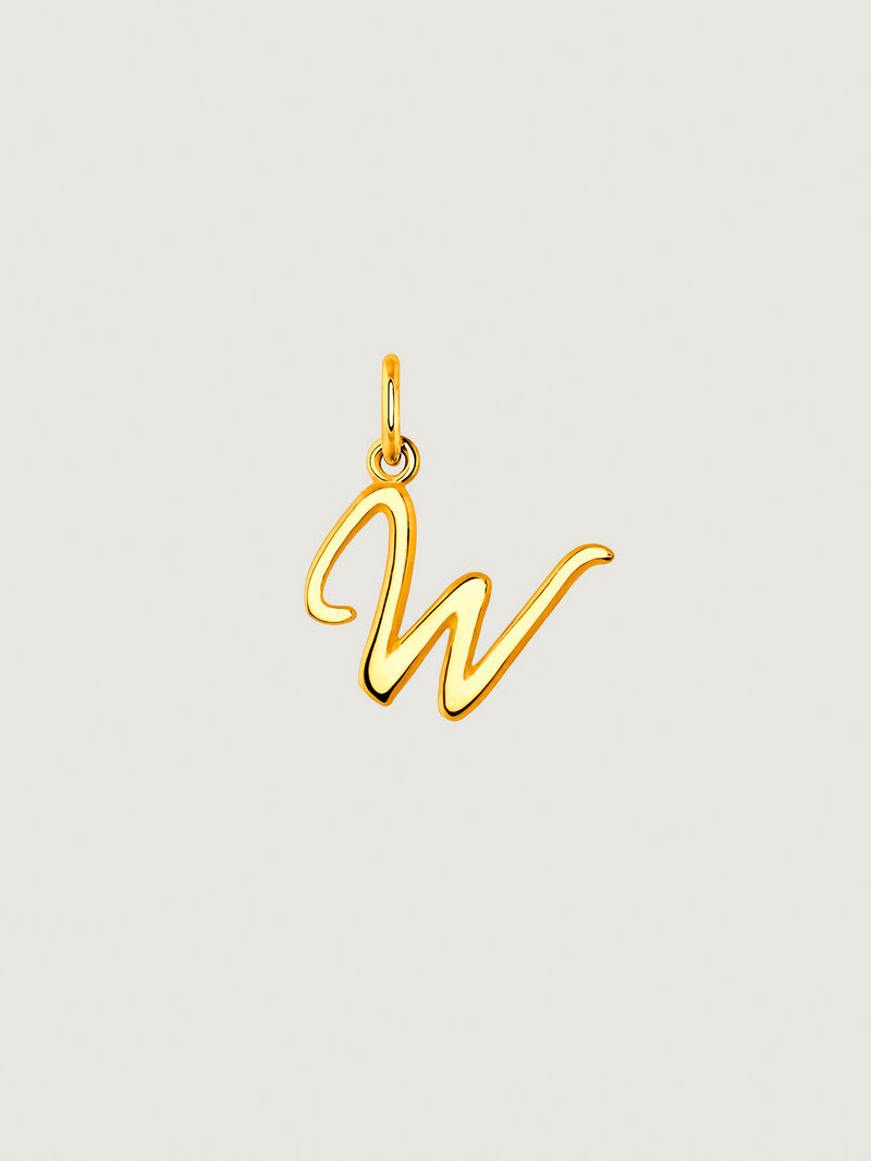 18K Yellow Gold Plated 925 Silver Charm with Initial W image number 0