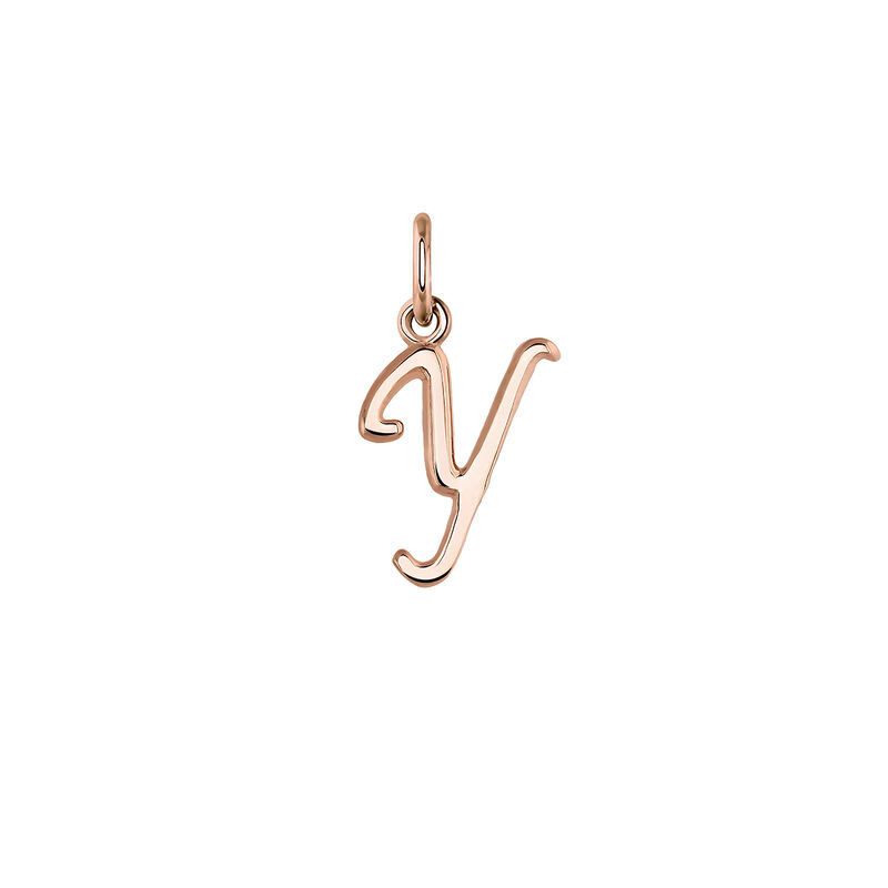 Rose gold-plated silver Y initial charm  , J03932-03-Y, hi-res