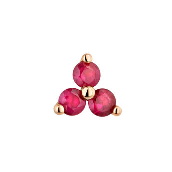 Medium rose gold clover ruby earring , J04348-03-RU-H, mainproduct