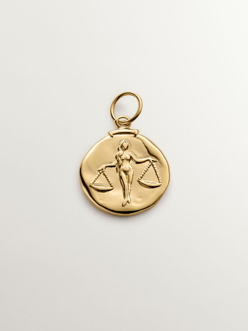 925 Silver Libra Charm bathed in 18K yellow gold image number 0