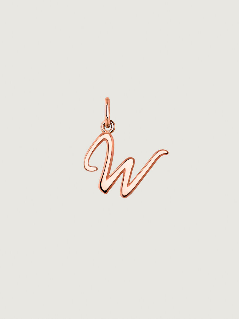 18K Rose Gold Plated 925 Silver Charm with Initial W image number 0