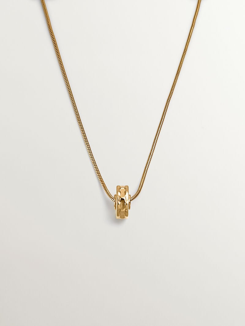 925 silver pendant bathed in 9k yellow gold with bearded links and geometric reason image number 0