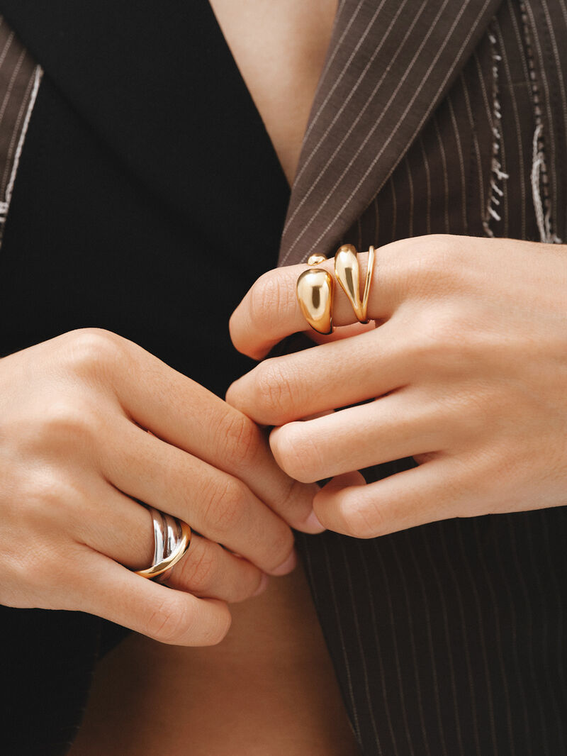 925 Silver Double Ring coated in 18K Yellow Gold image number 5