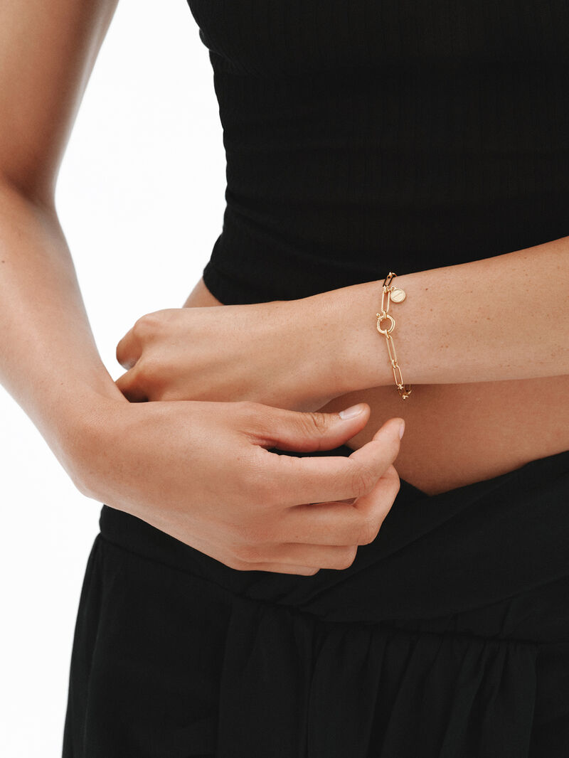 17 cm combined link bracelet in 925 silver plated with 18K gold image number 1