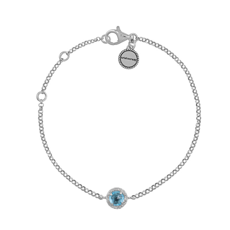 Silver bracelet with blue topaz and diamonds , J01487-01-BT, hi-res