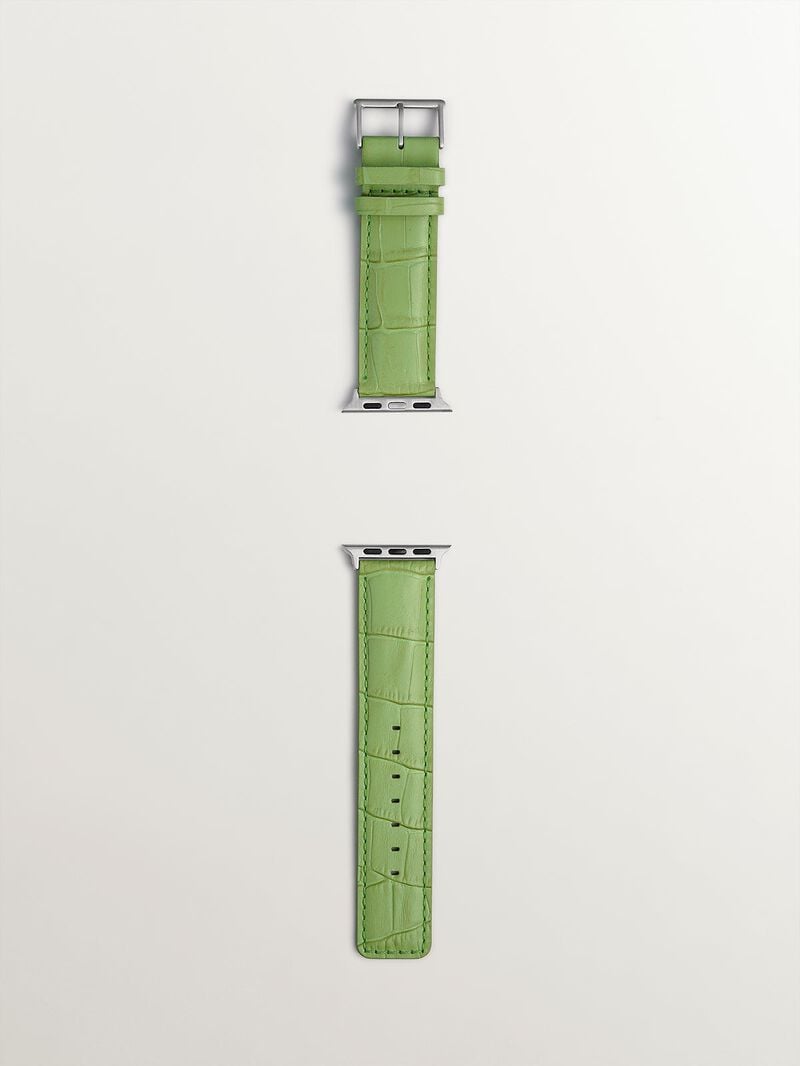 Green leather strap with crocodile finish for Apple Watch. image number 5
