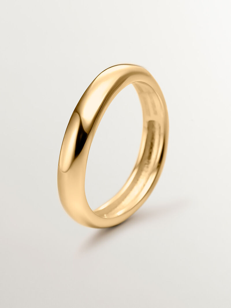 Smooth 925 silver ring bathed in 18K yellow gold image number 0