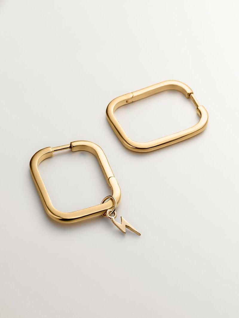 Large square hoop earrings made of 925 silver coated in 18K yellow gold image number 3