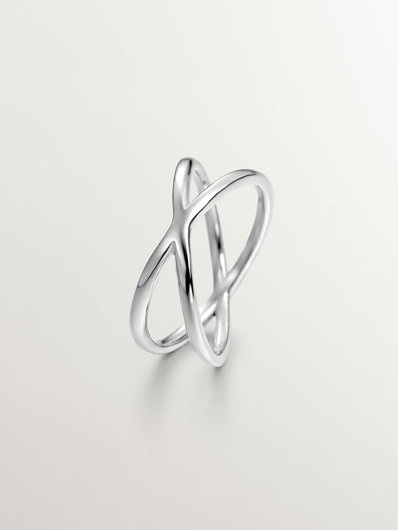 925 Silver Double Crossed Ring image number 0