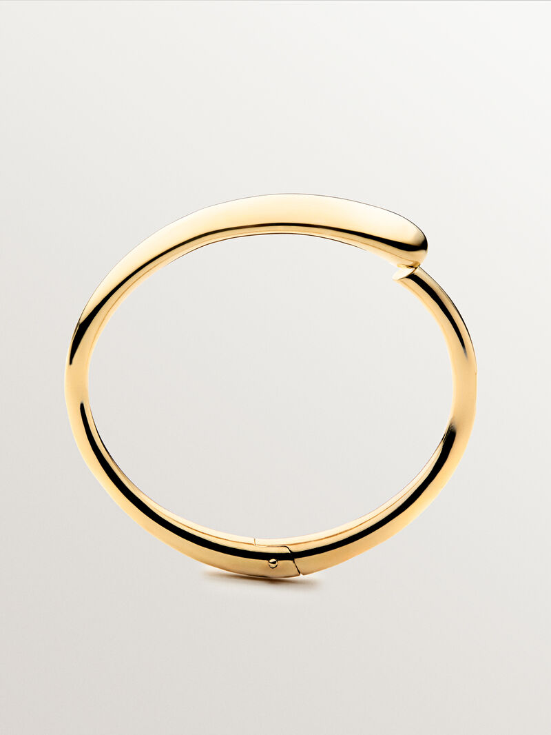 Rigid 18K yellow gold plated 925 silver bracelet with polished effect image number 4