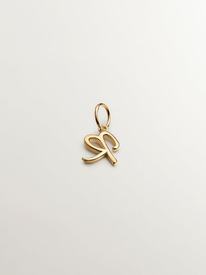 18K Yellow Gold Plated 925 Silver Charm with initial R image number 1