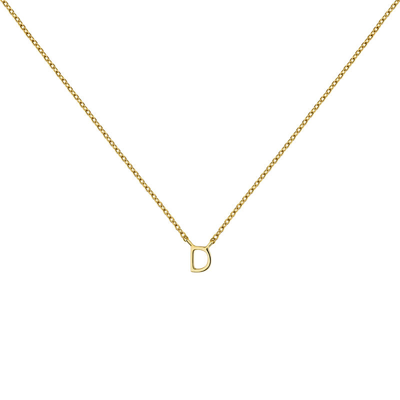 Gold Initial D necklace , J04382-02-D, hi-res