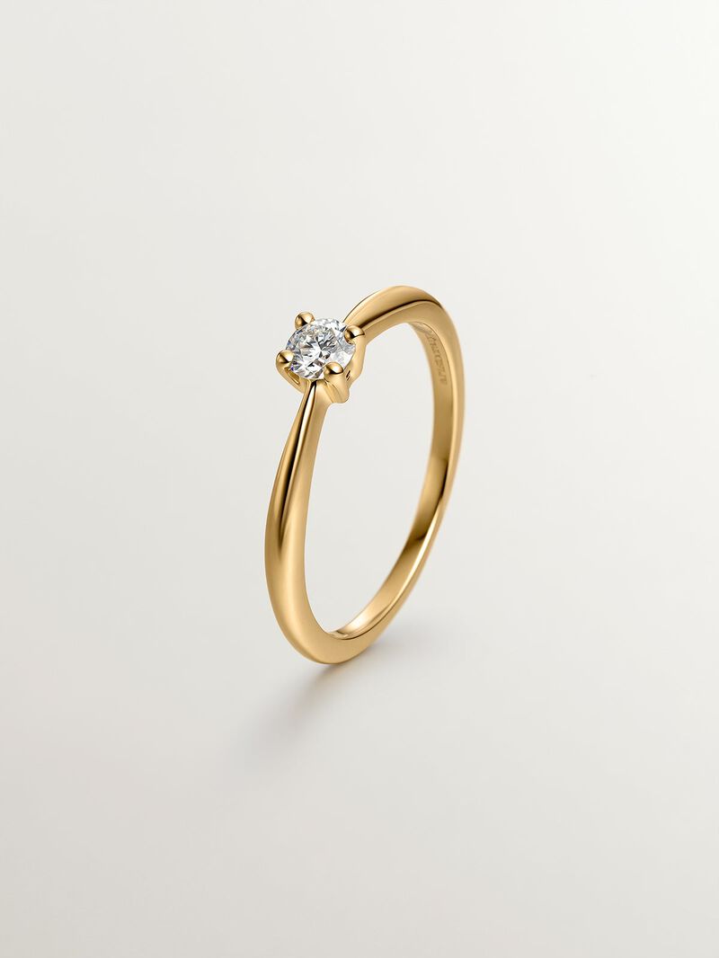 18K yellow gold ring with brilliant cut diamond image number 0