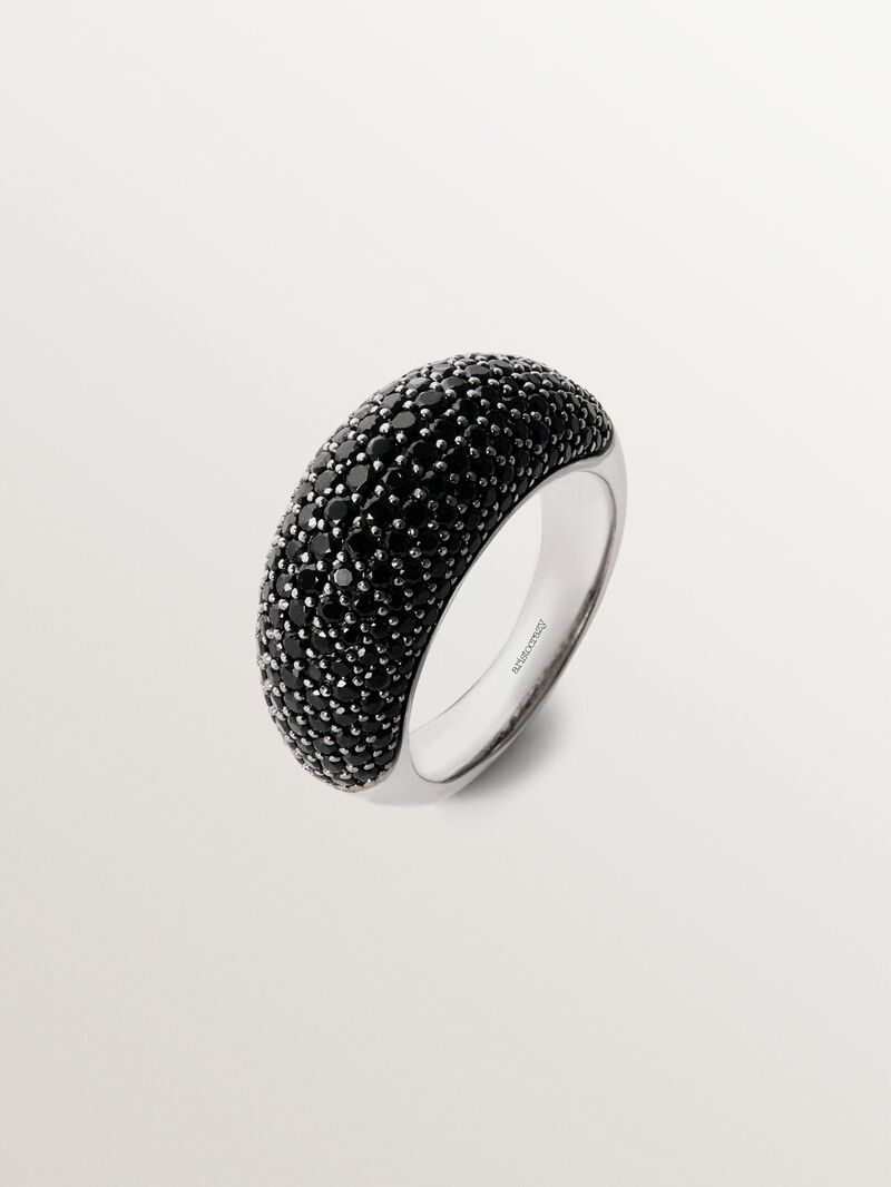 925 silver ring with paved black spinels image number 0