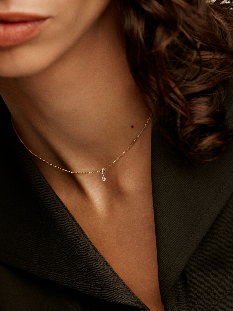 Gold diamonds necklace , J04431-02, hi-res