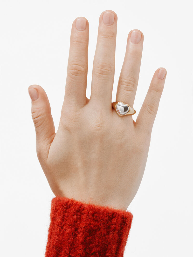 925 combined silver seal ring bathed in 18k yellow gold image number 1
