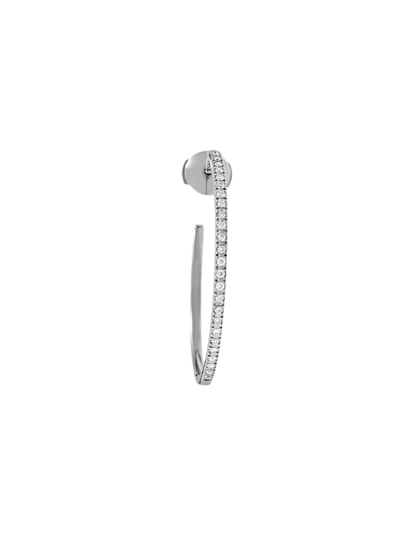 Individual 18K white gold hoop earring with diamonds. image number 0