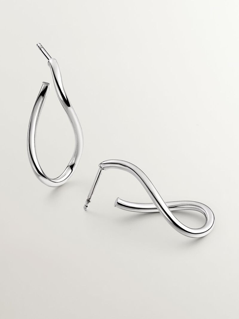 Medium wavy hoop earrings made of 925 silver image number 0
