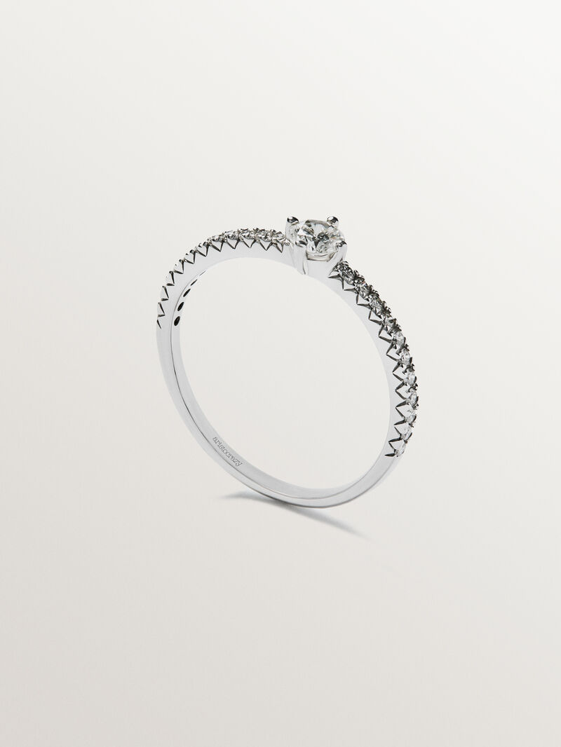 18K white gold ring with diamond arm and central diamond 0.23 cts image number 4