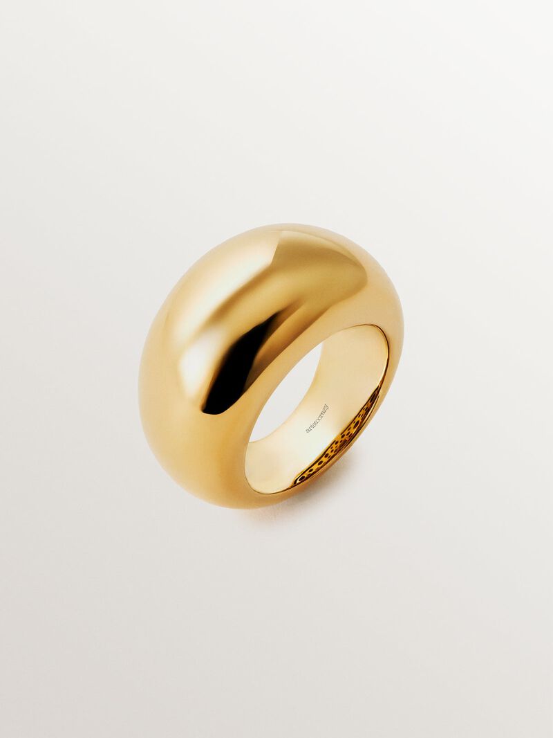 Domed 925 silver ring plated in 18K yellow gold image number 0